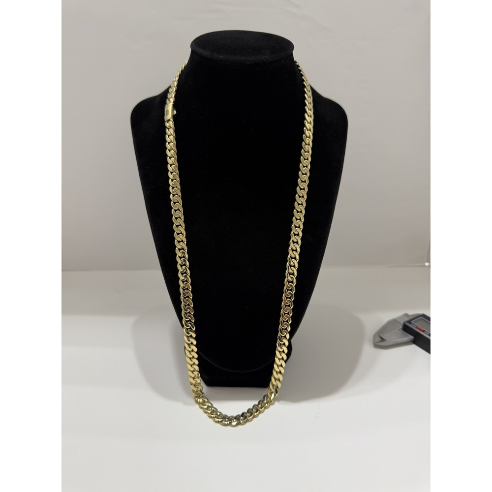 miami cuban chain 26inch 8mm lockclasp 14k gold plated stainless water resist